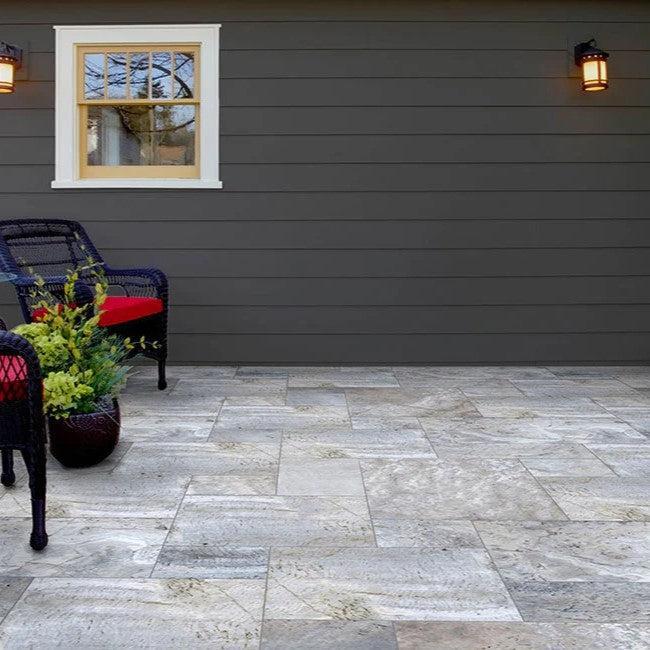 Outdoor Living Supply ~ Serenade™ Tavertine, Silver Mist-ServeScape