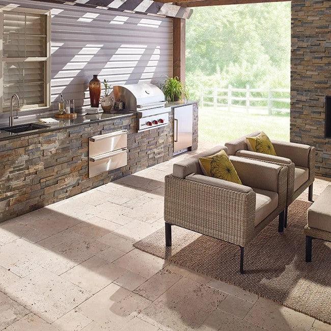 Outdoor Living Supply ~ Serenade™ Tavertine, Desert Beige-ServeScape