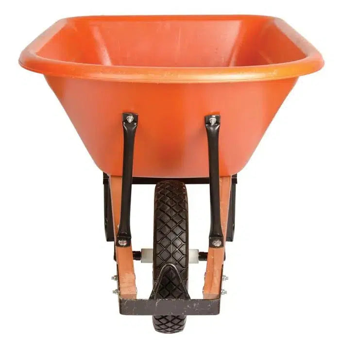 A.M Leonard ~ Poly Tray Wheelbarrow, Orange 6 Cubic Foot Capacity and Narrow Tire-ServeScape