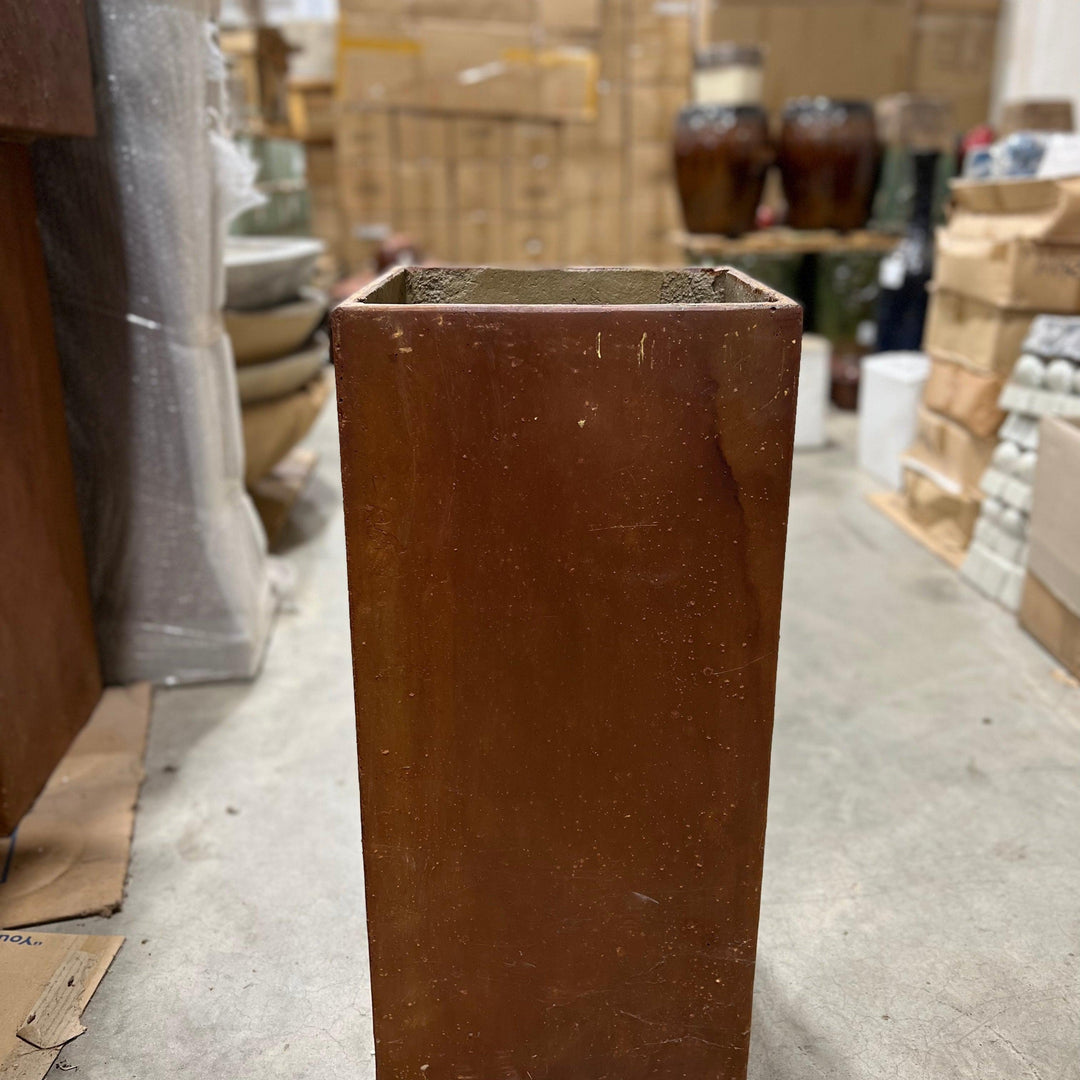 Outdoor ~ Fiberstone Rust Column Pot-ServeScape